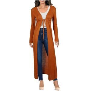 Cult Gaia Knit Open Tie Front Long Sweater Cardigan Duster Designer XS Orange
